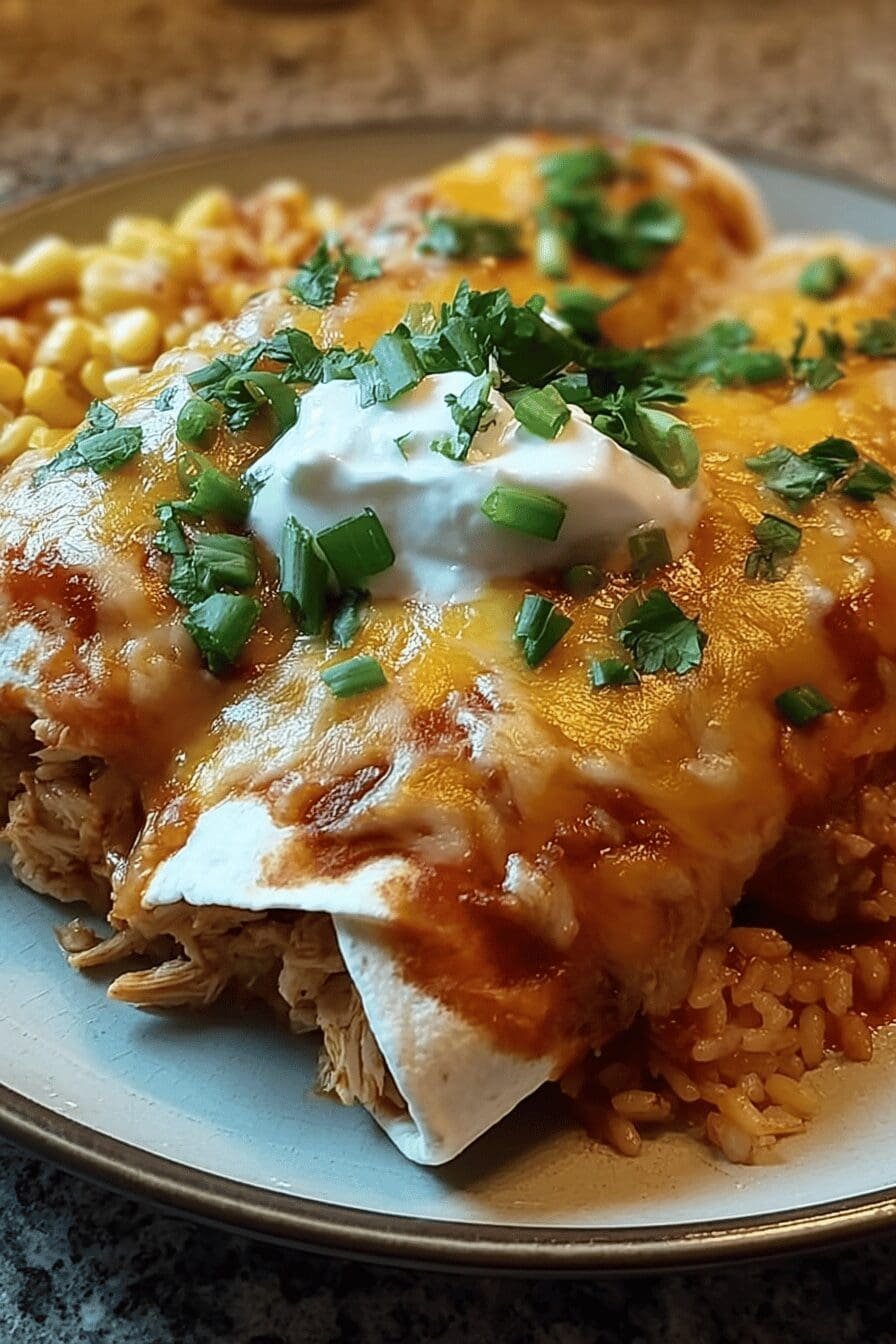 Smothered Baked Chicken Burritos