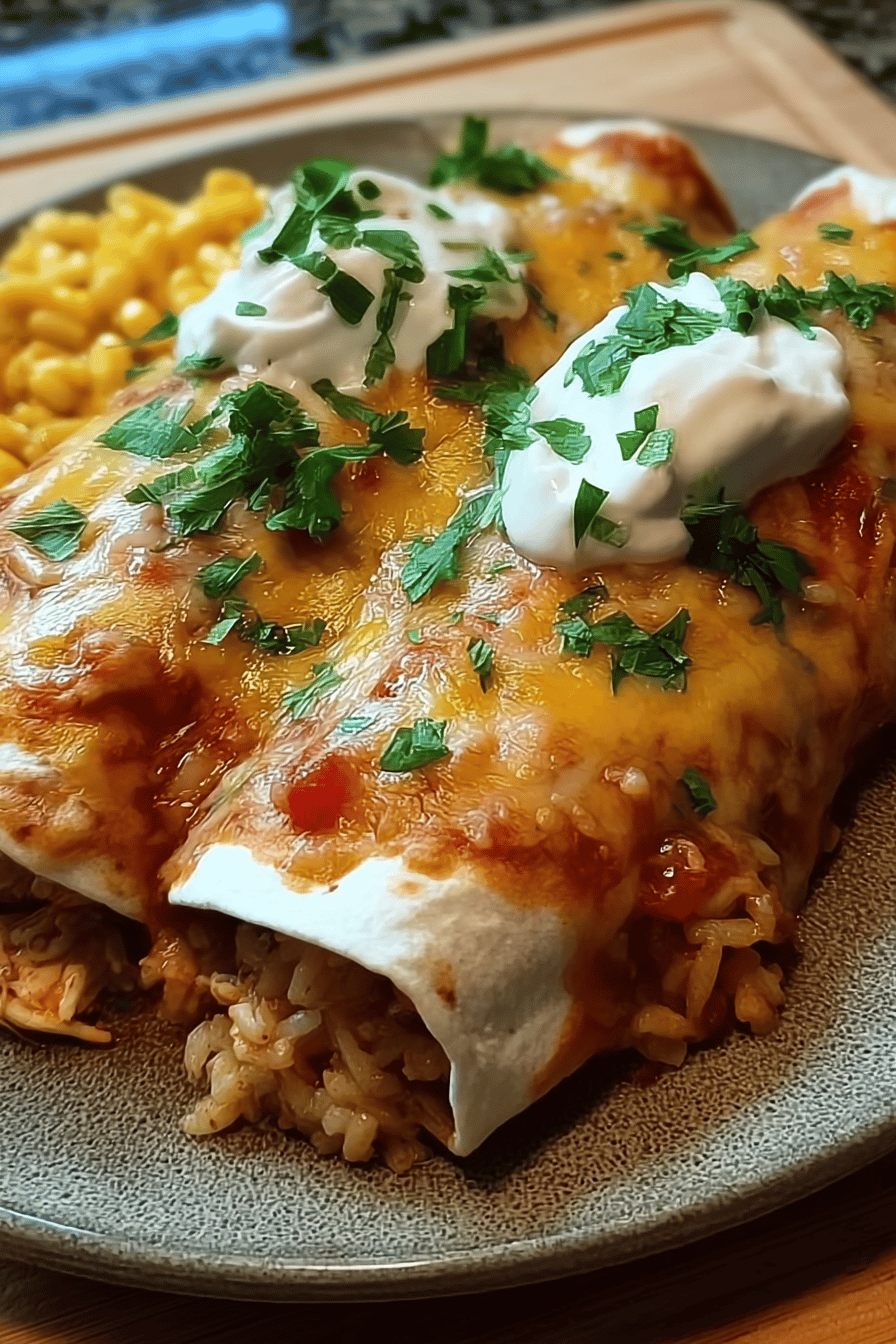 Smothered Baked Chicken Burritos
