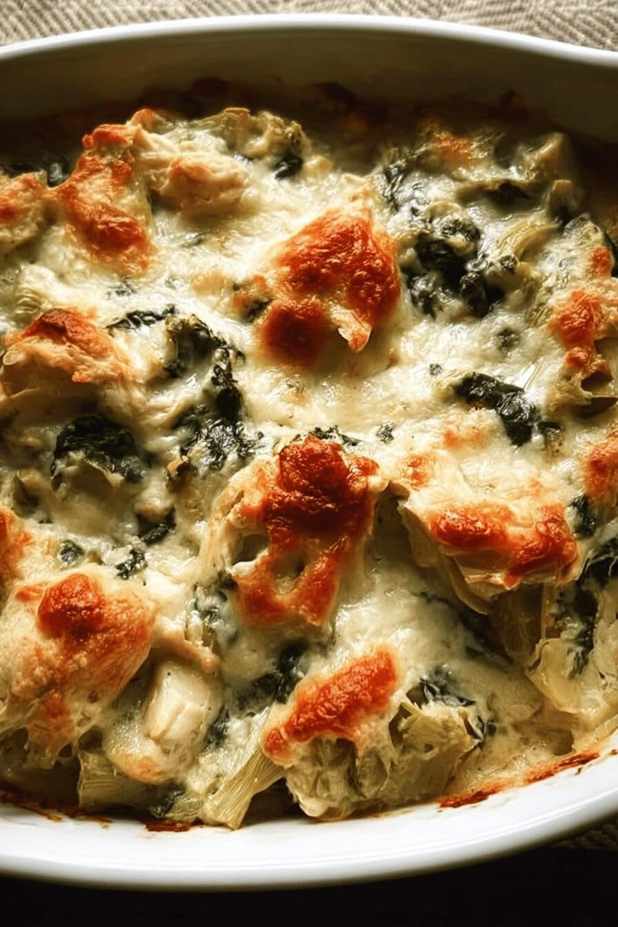 Spinach Artichoke Chicken Casserole