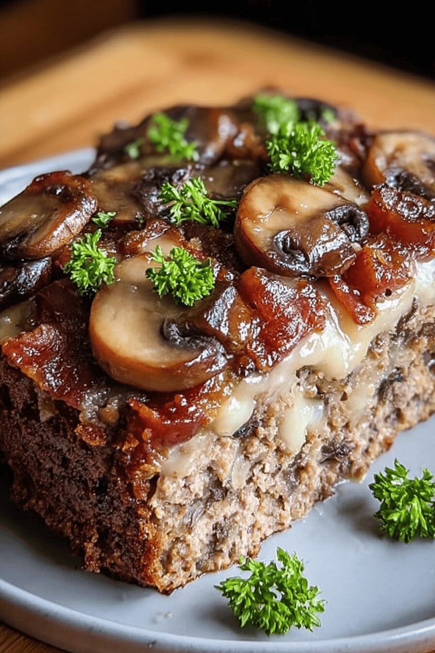 Bacon Mushroom Swiss Meatloaf