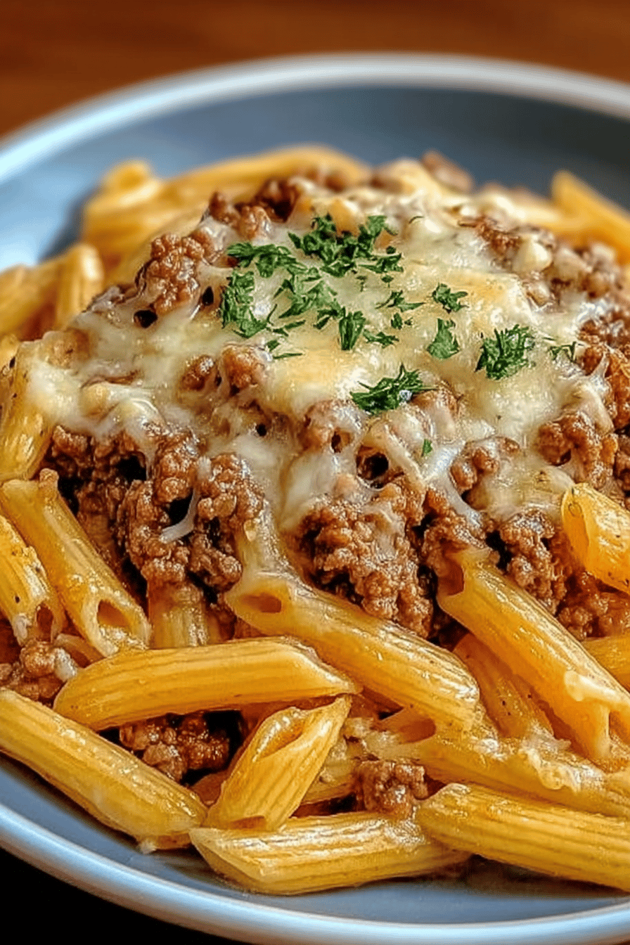 Cheesy Penne Ground Beef