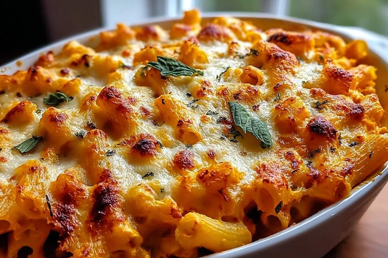 Cheesy Pumpkin Ricotta Pasta Bake