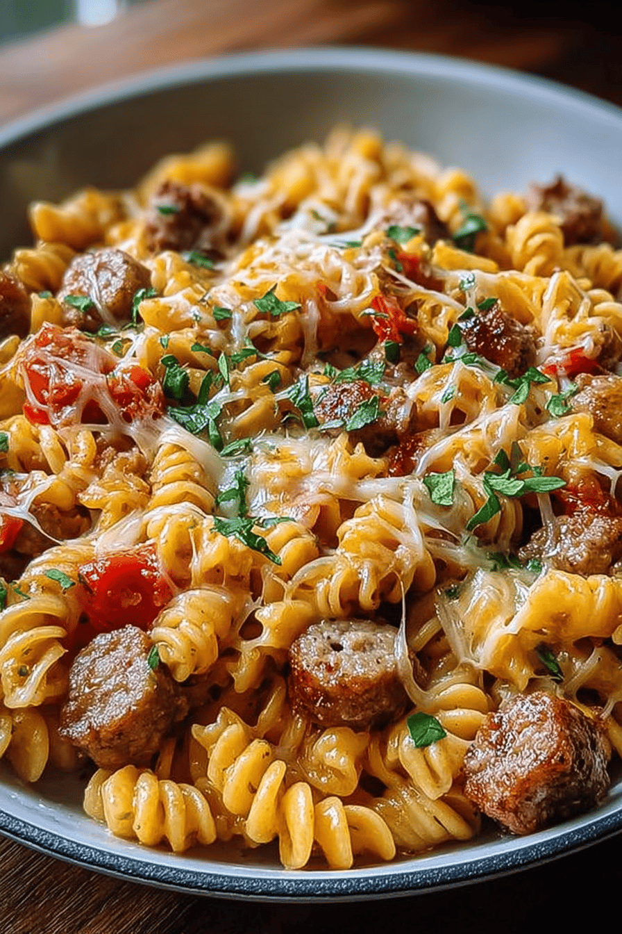 Cheesy Sausage Pasta Skillet