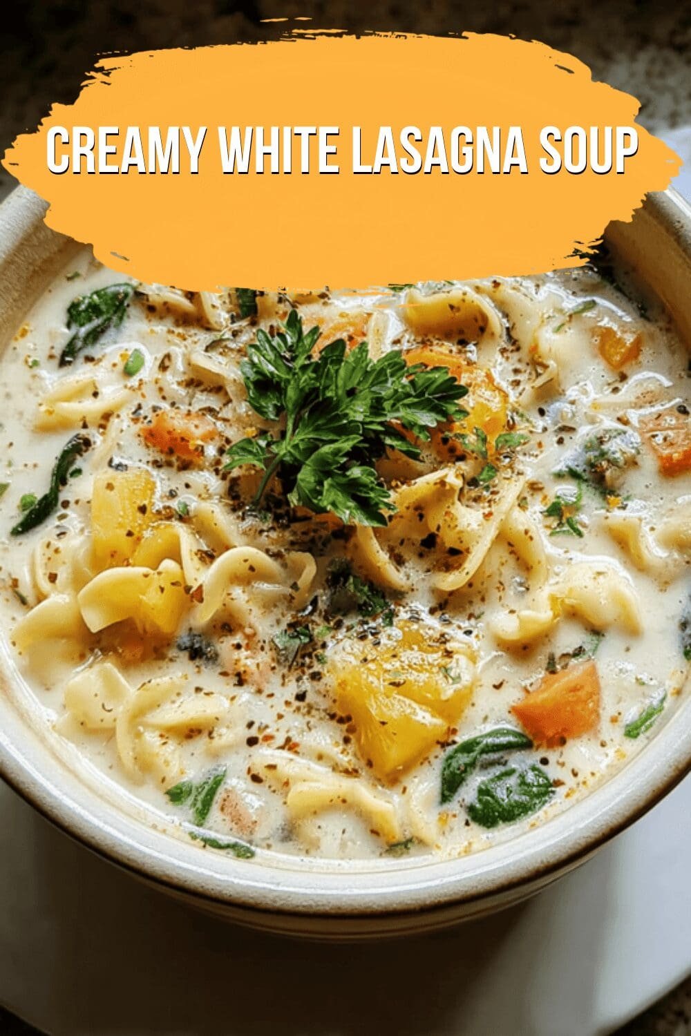 Creamy White Lasagna Soup