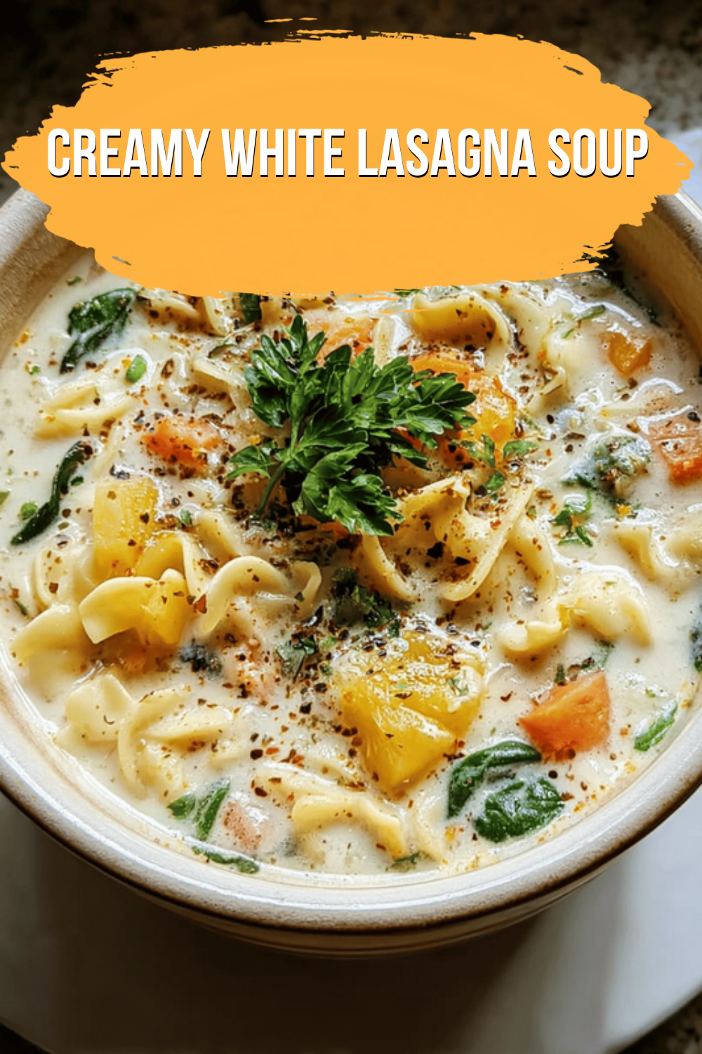 Creamy White Lasagna Soup
