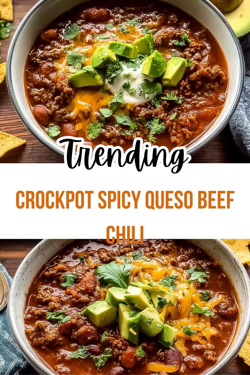 Crockpot Spicy Queso Beef Chili