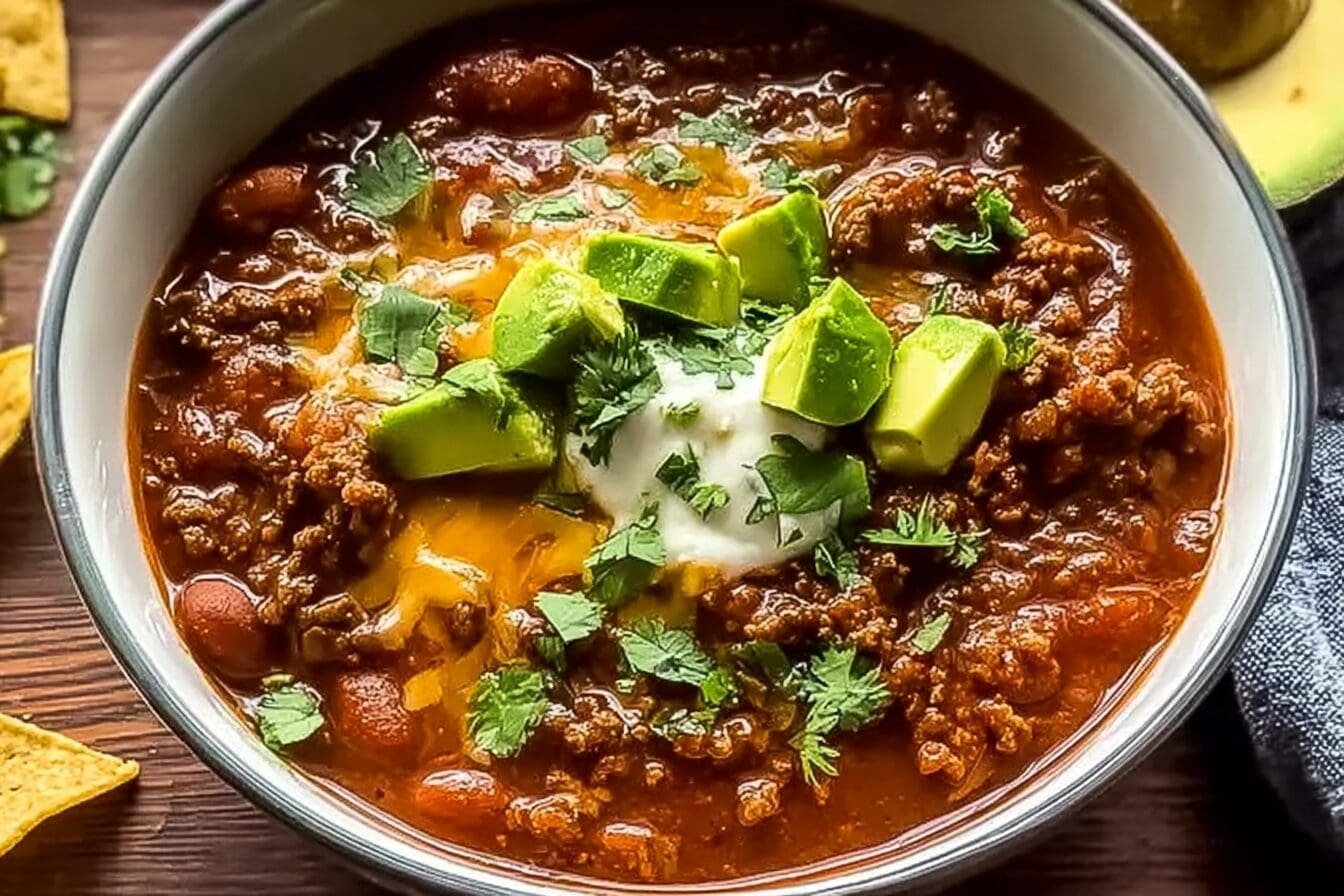 Crockpot Spicy Queso Beef Chili