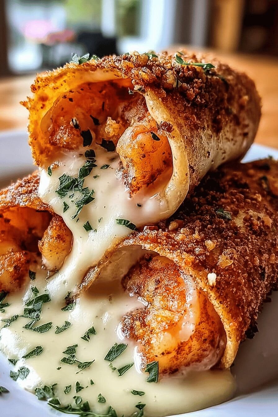 Deep Fried Shrimp Alfredo Burrito