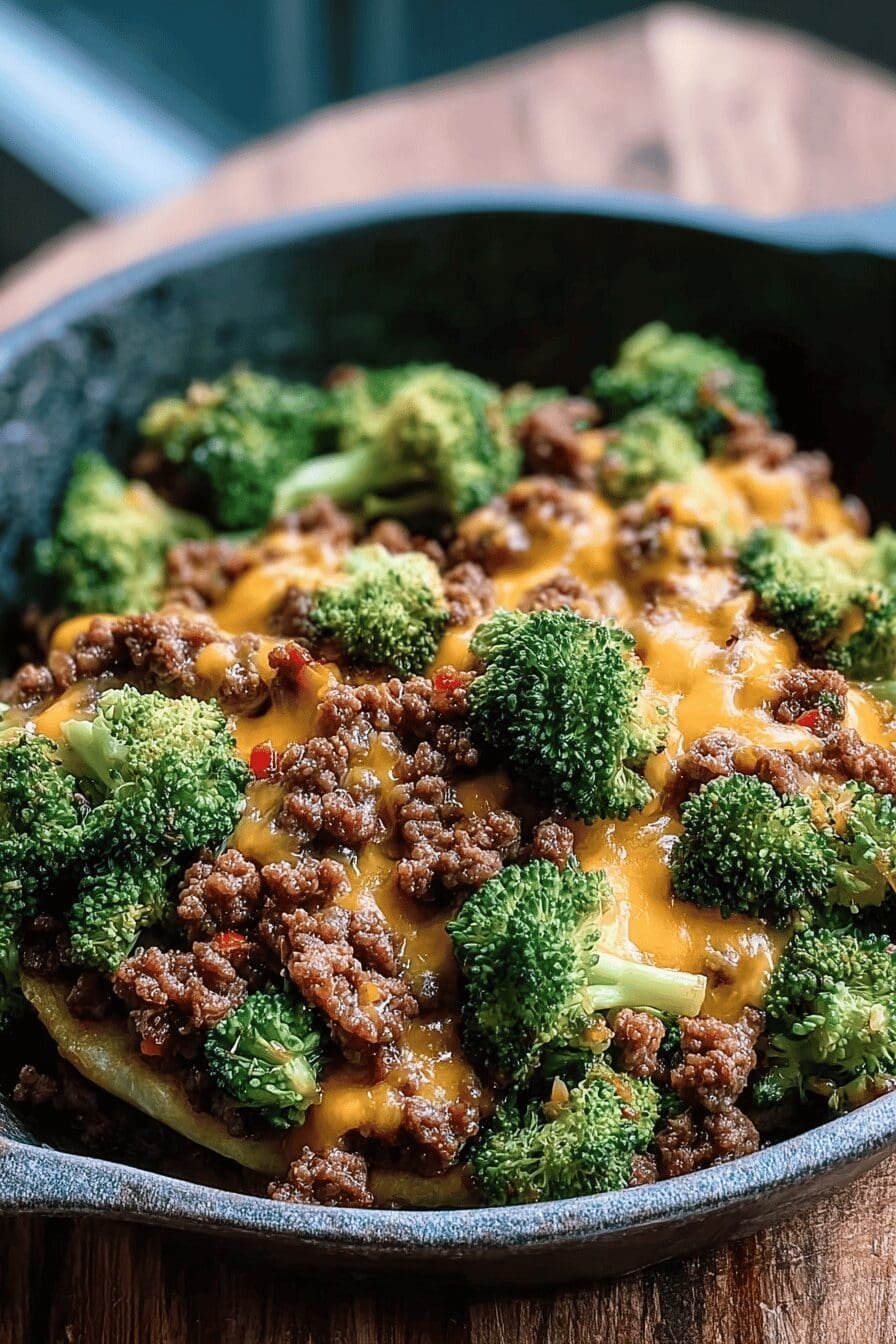 Keto Hamburger Broccoli Cheddar