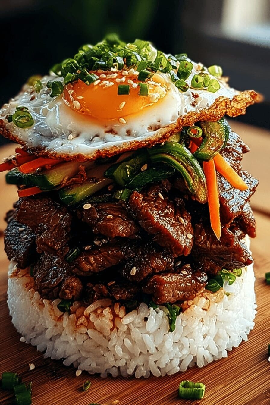 Korean Bbq Beef Rice Stack