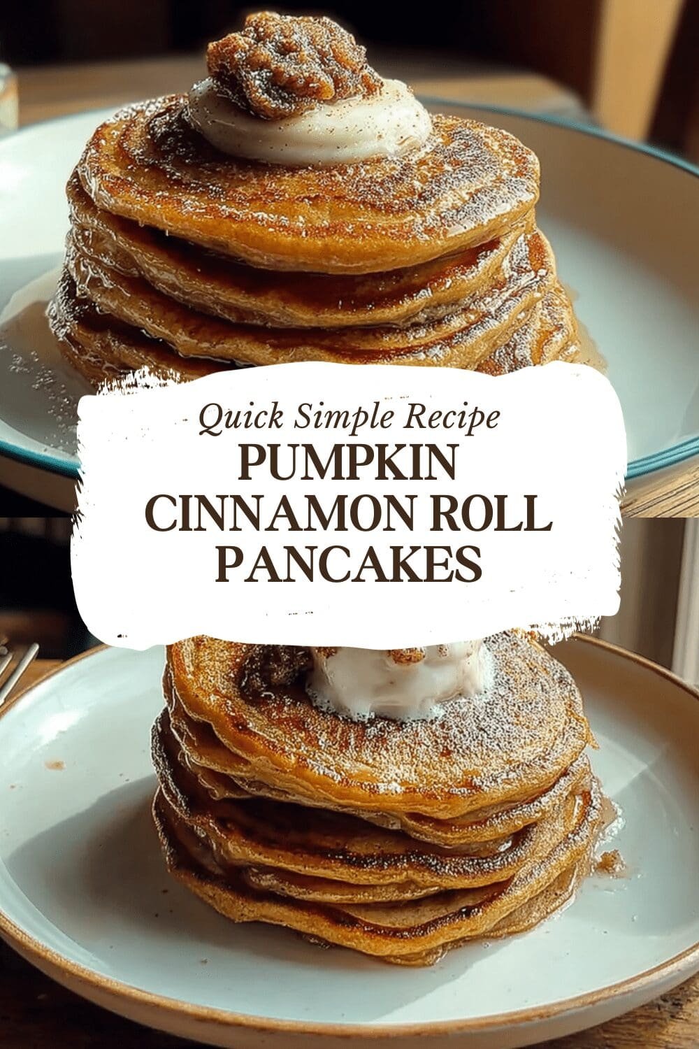 Pumpkin Cinnamon Roll Pancakes