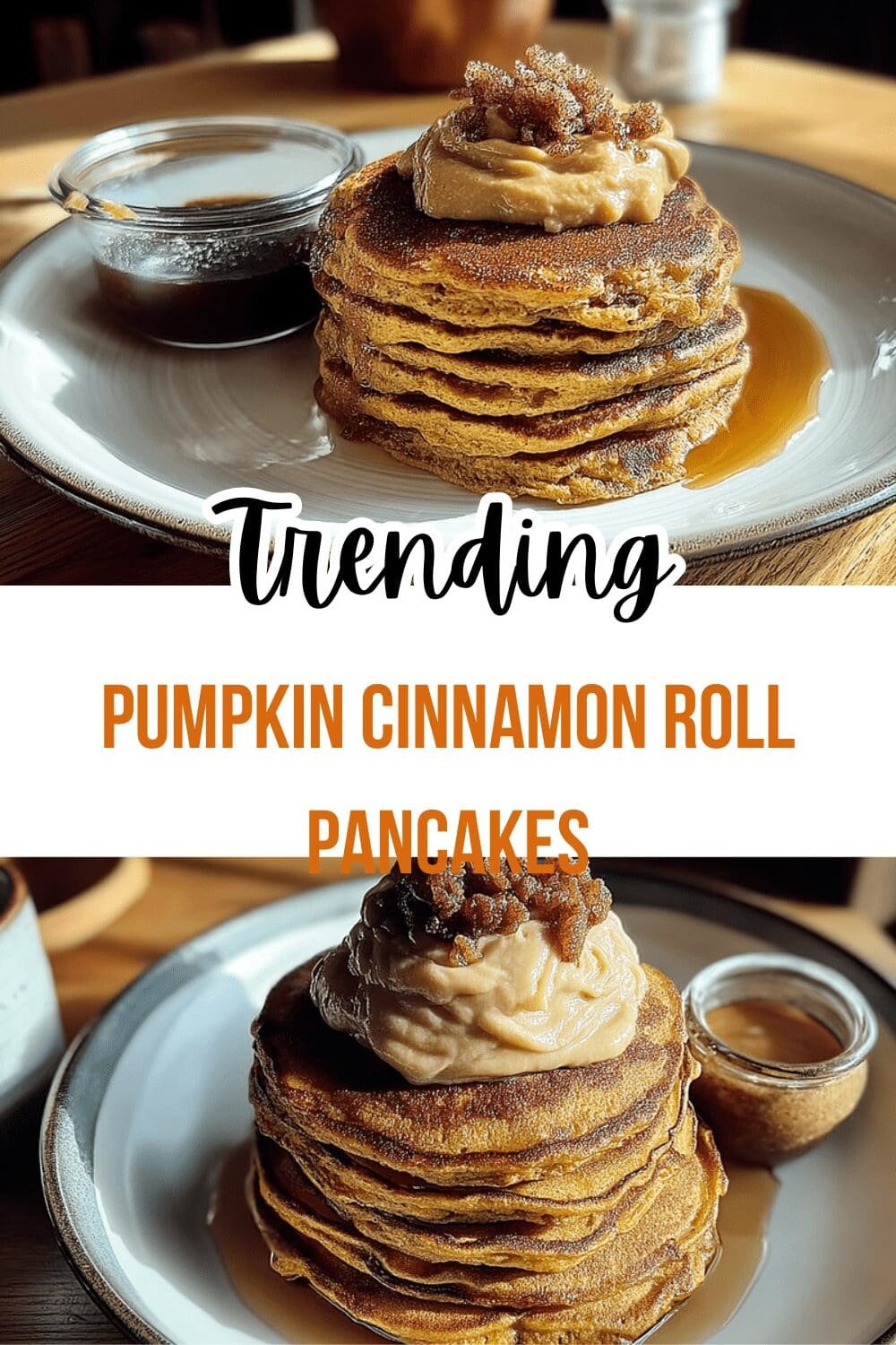 Pumpkin Cinnamon Roll Pancakes