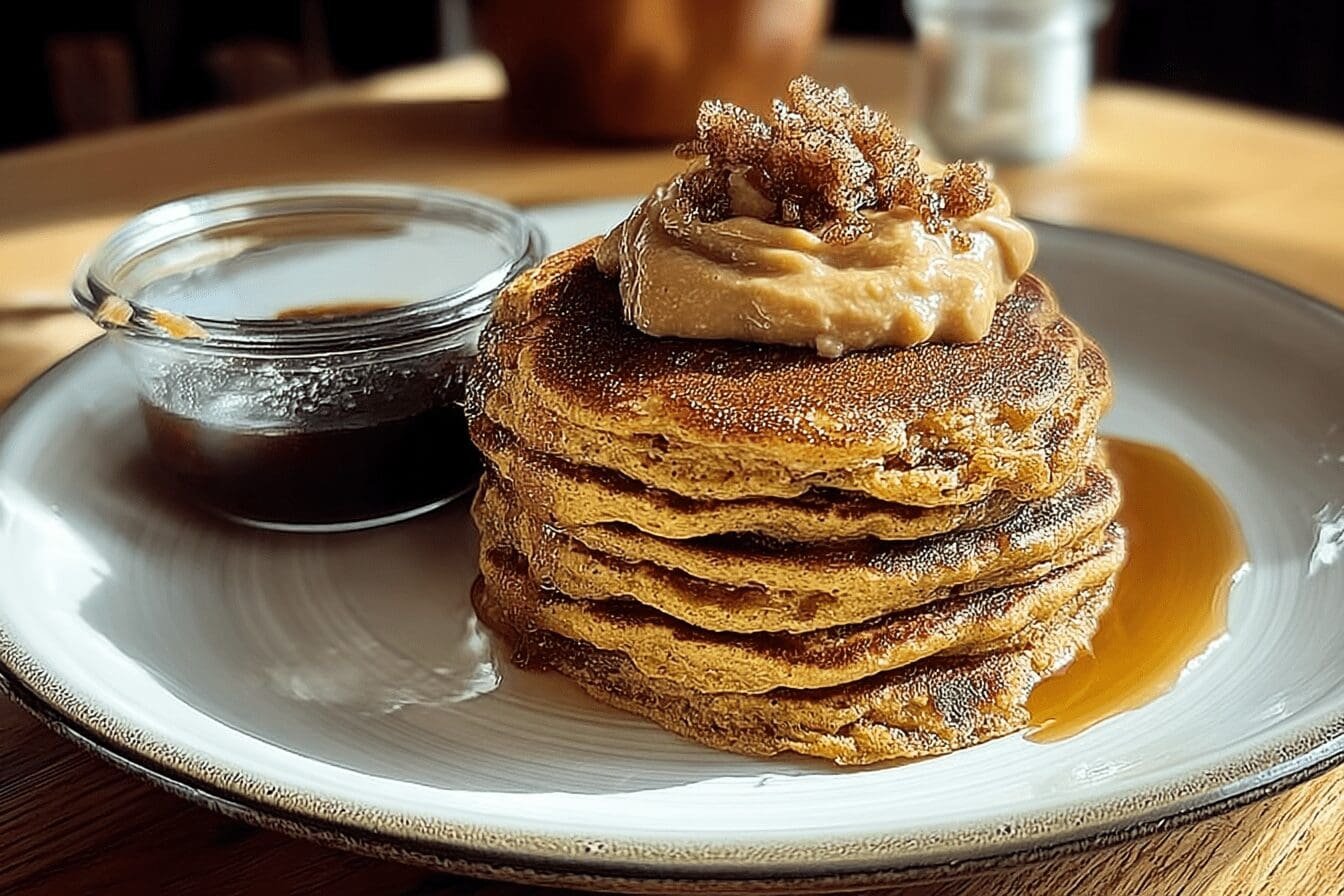 Pumpkin Cinnamon Roll Pancakes