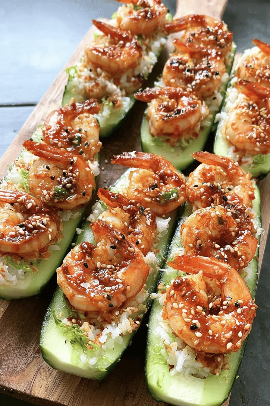 Spicy Shrimp Cucumber Boats