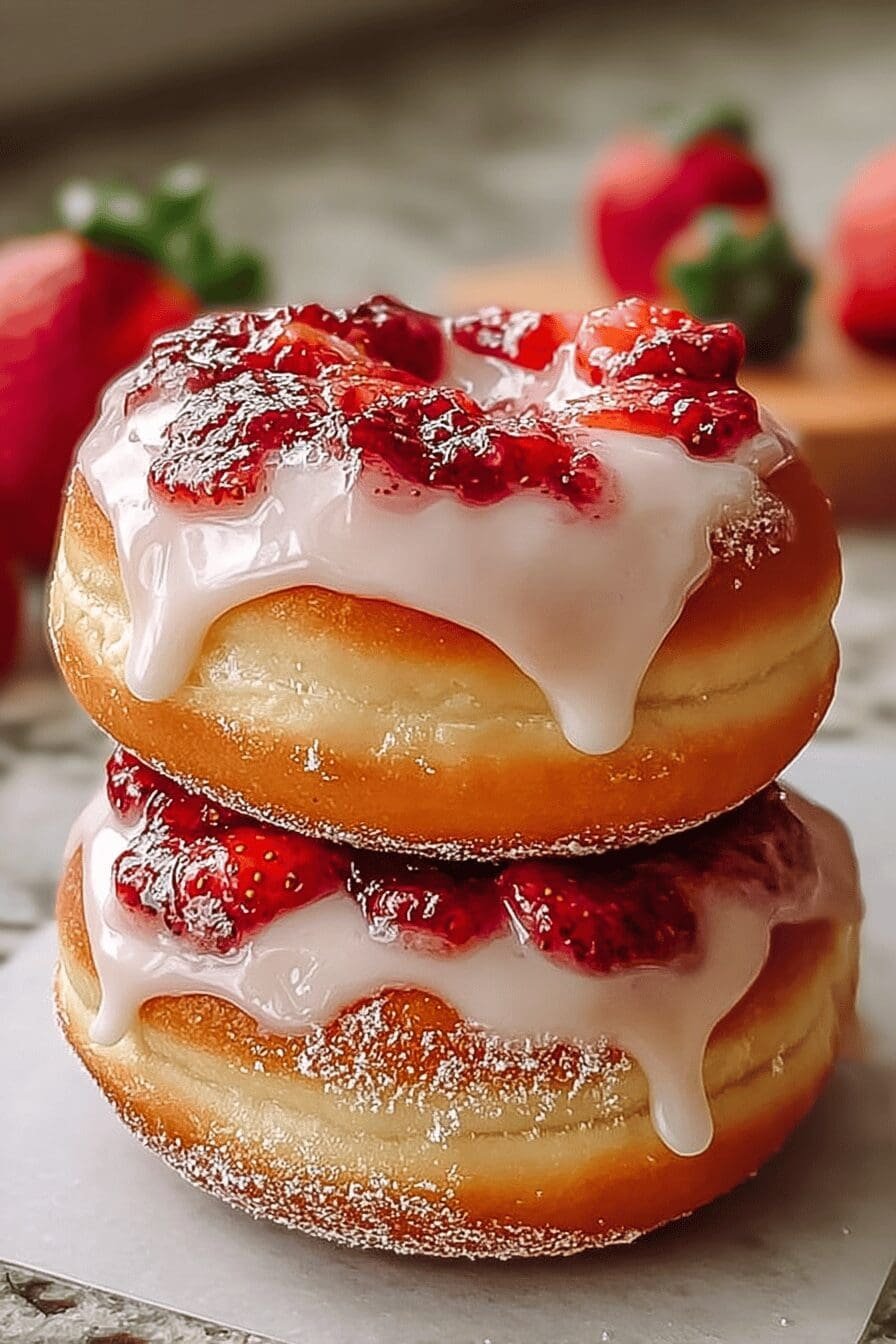 Strawberry Cheesecake Stuffed Donuts