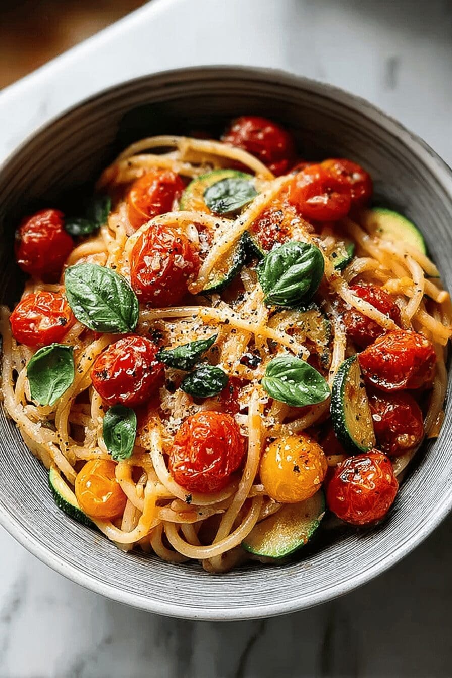 Tomato Zucchini Pasta Basil
