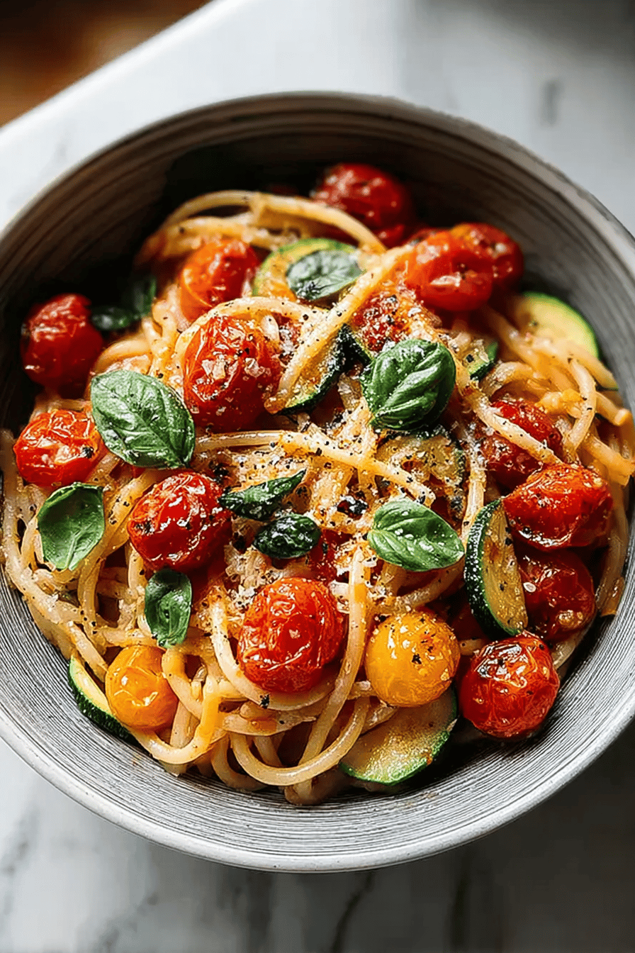 Tomato Zucchini Pasta Basil