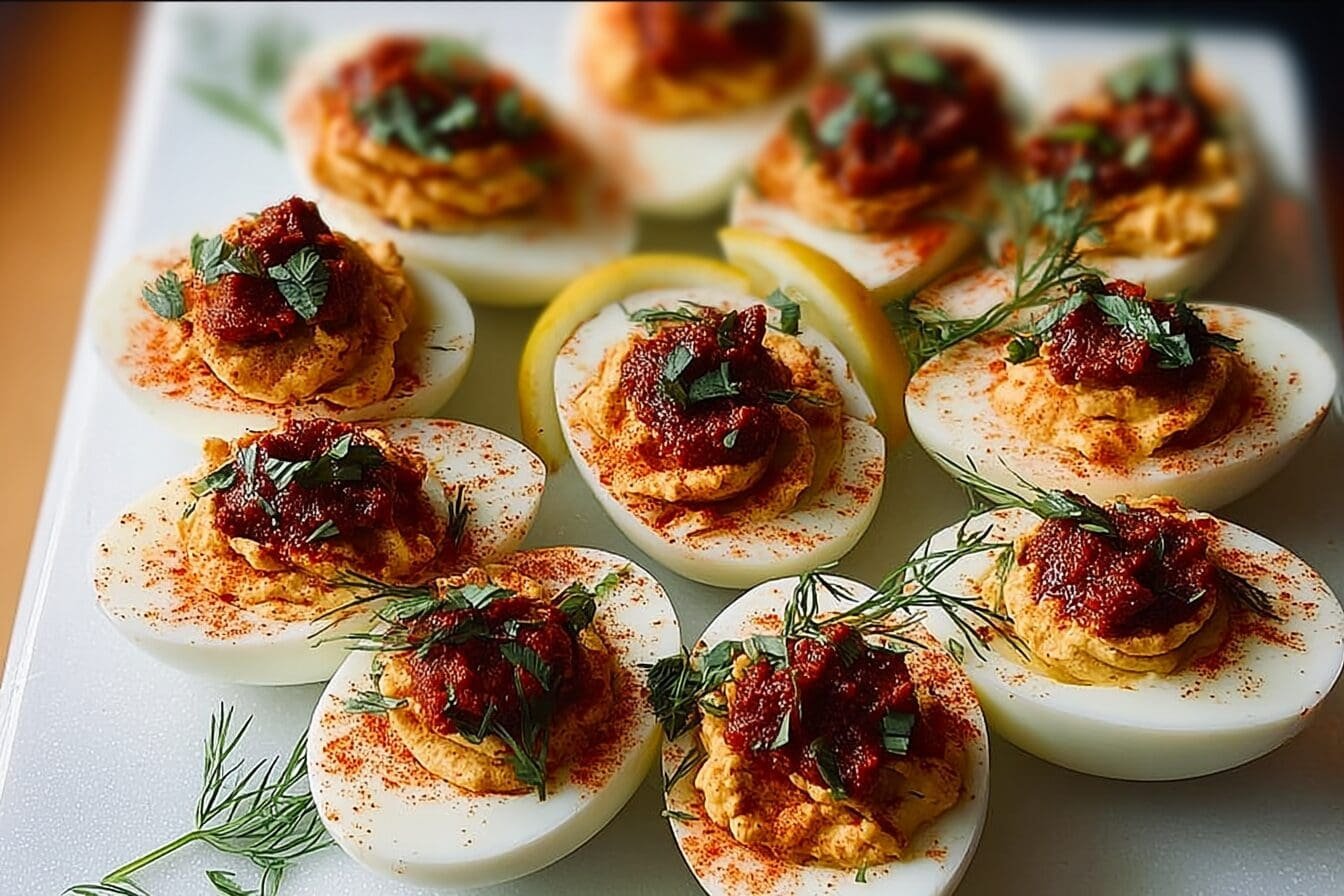 Bloody Mary Deviled Eggs
