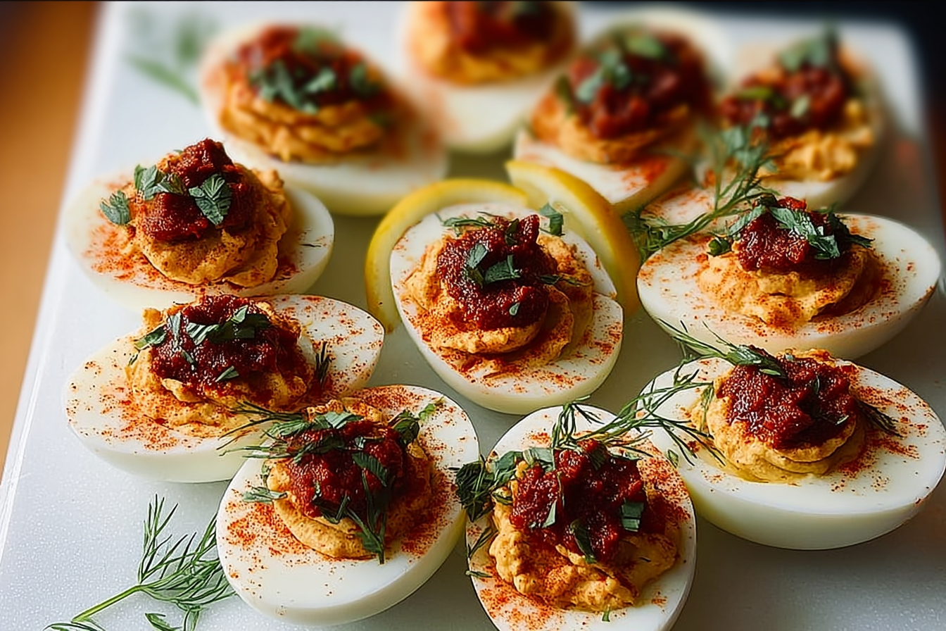 Bloody Mary Deviled Eggs