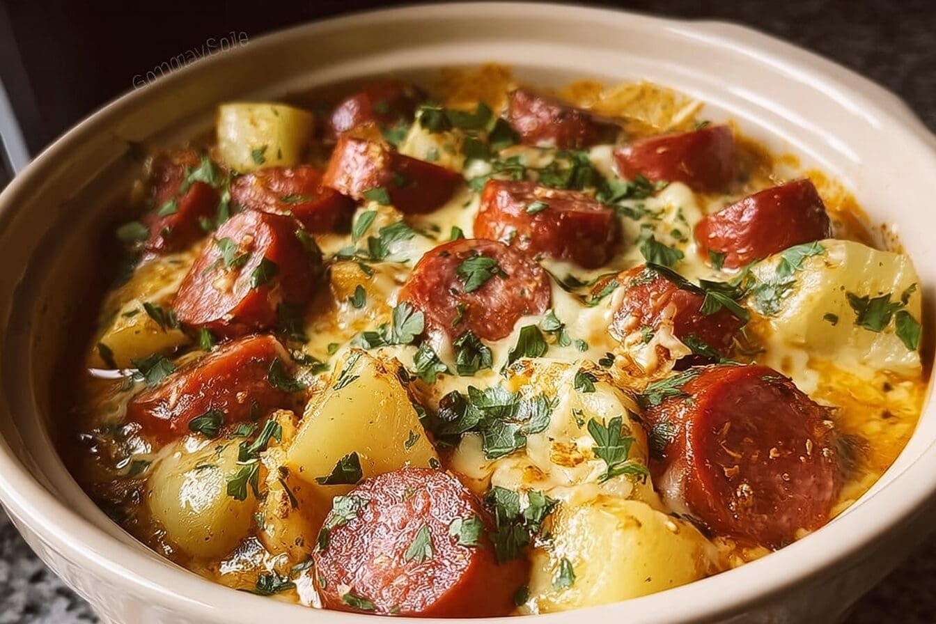 Crockpot Cheesy Kielbasa Dinner Recipe