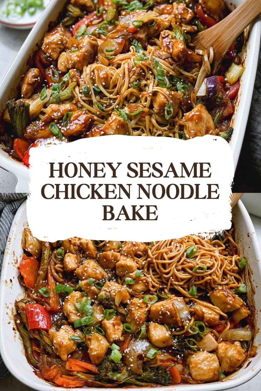 Honey Sesame Chicken Noodle Bake