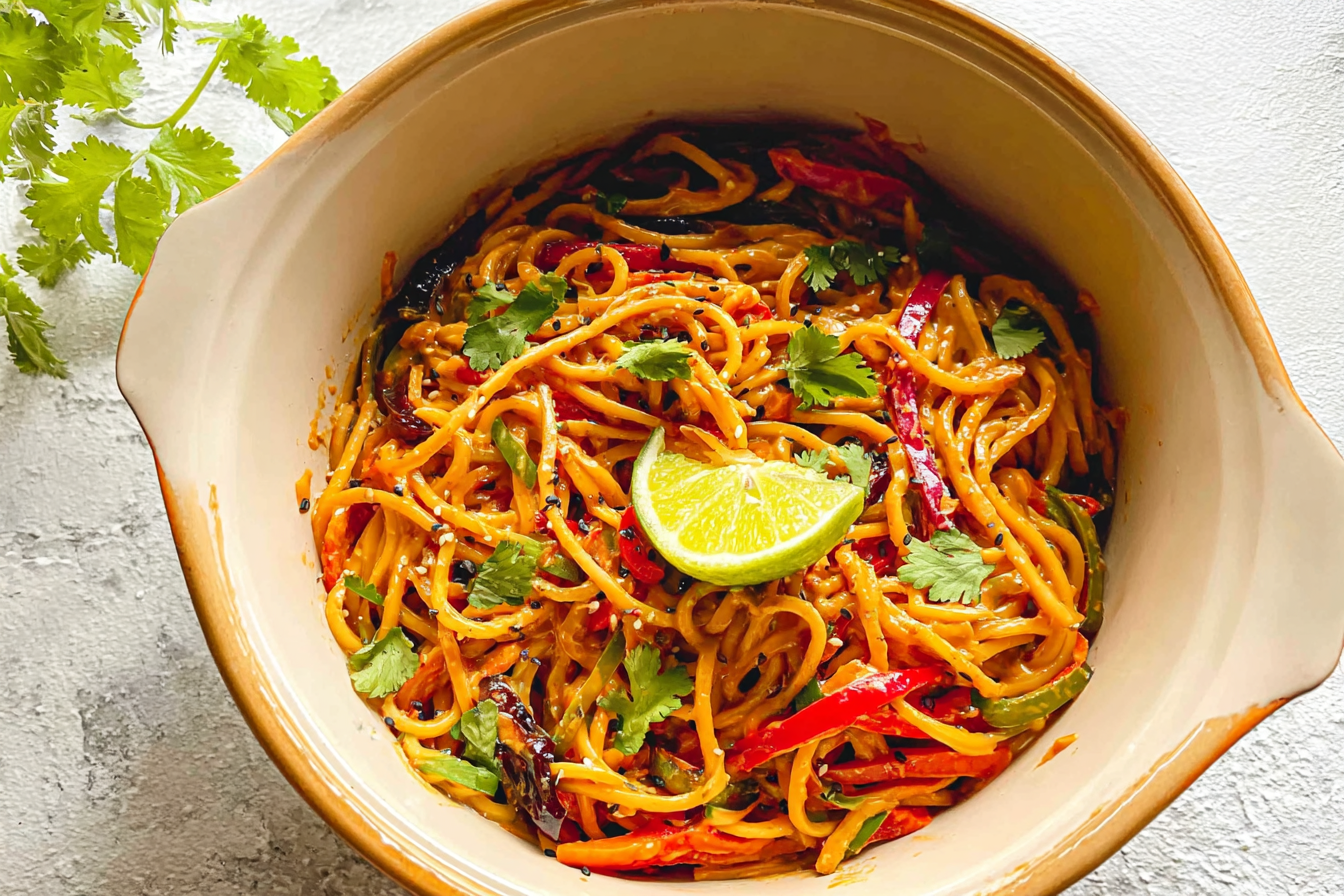 Rainbow Peanut Noodles
