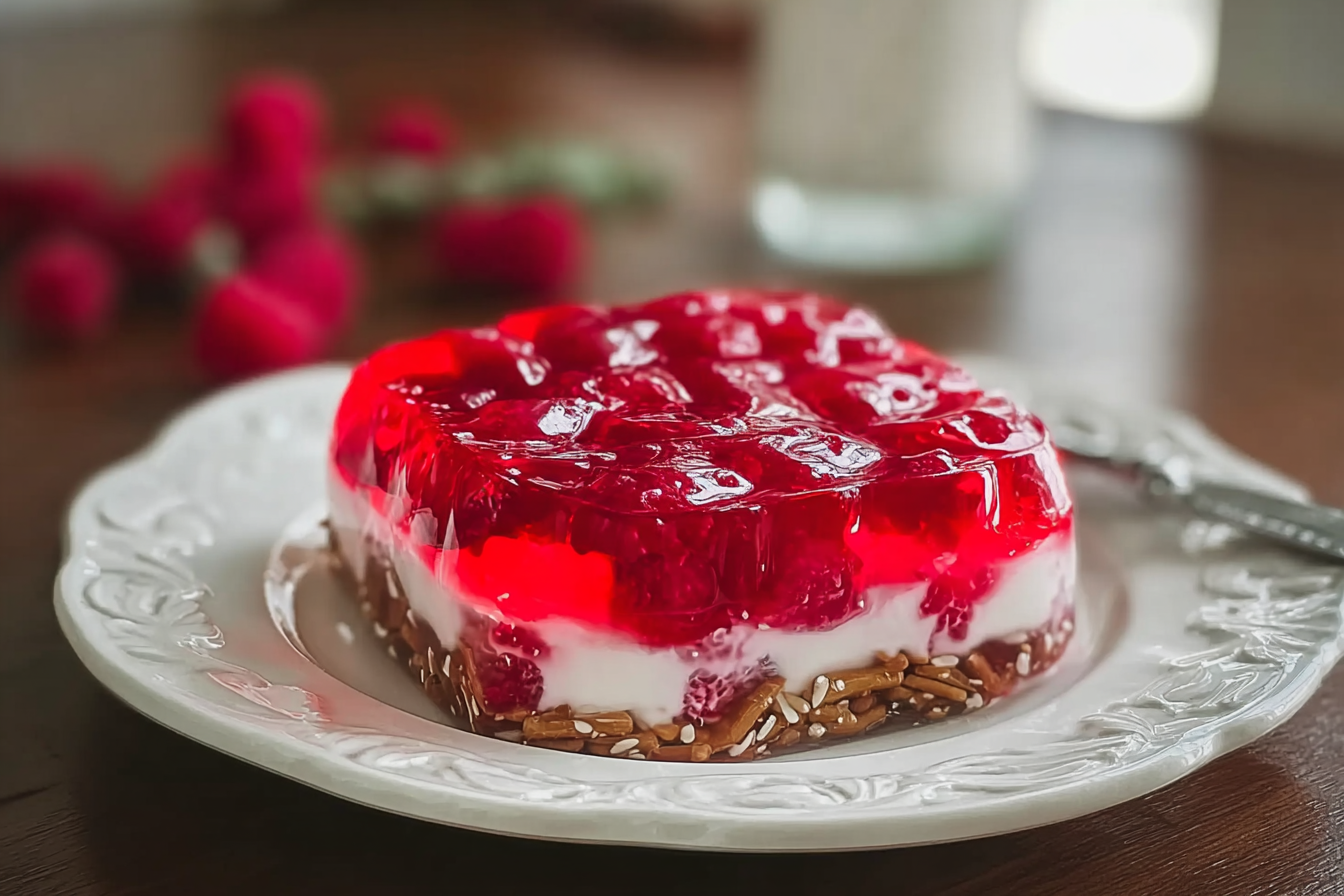 Raspberry Pretzel Jello