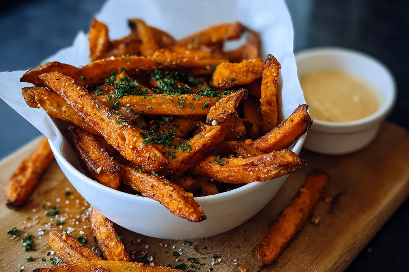 Spicy Garlic Sweet Potato Fries