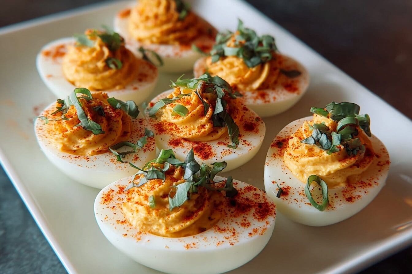 Spicy Sriracha Deviled Eggs