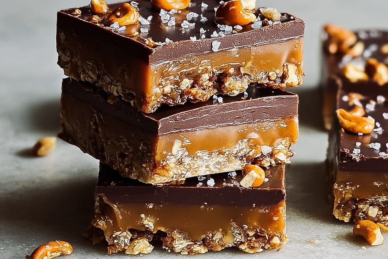 Chocolate Caramel Coffee Pretzel Bars