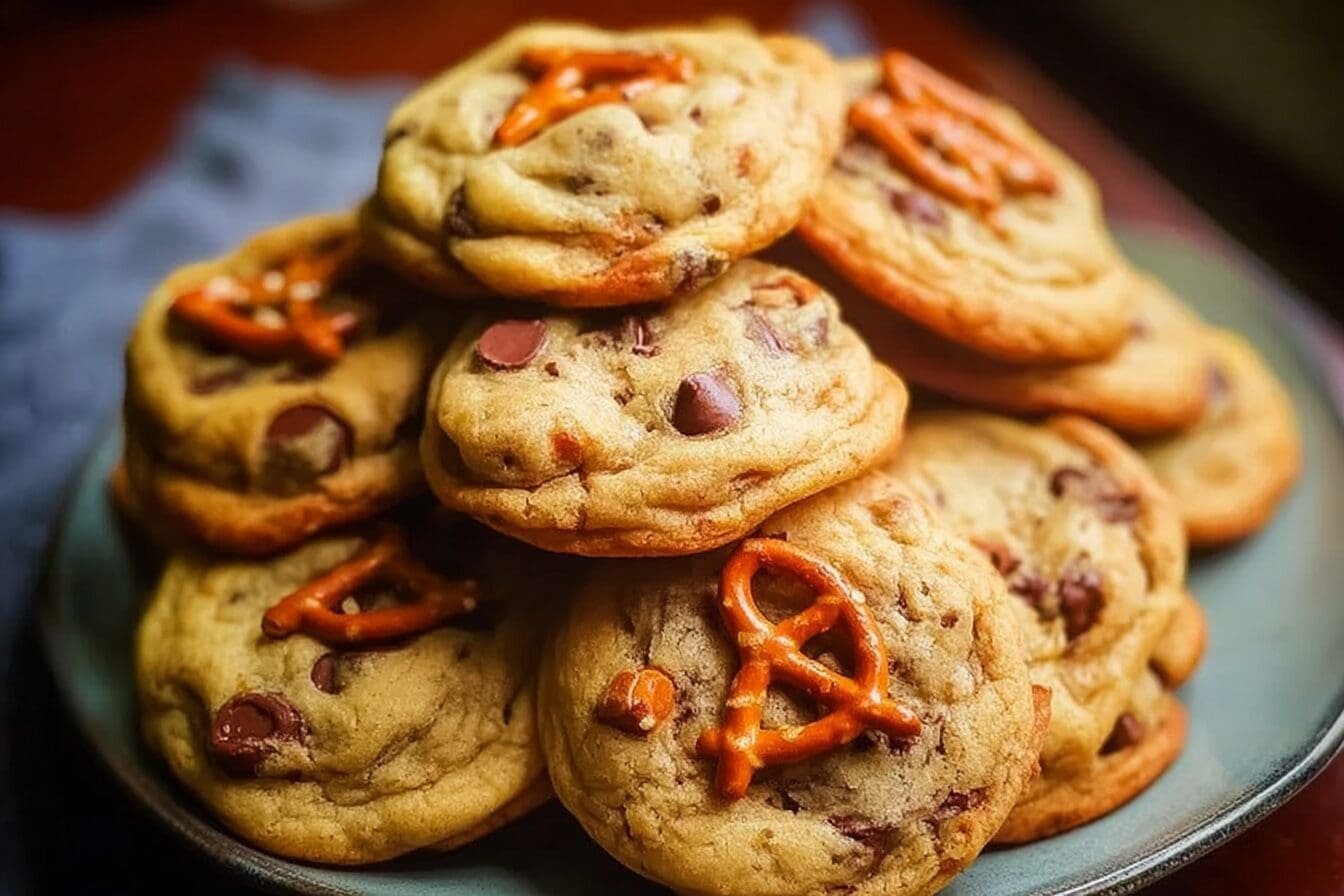 Chocolate Chip Caramel Pretzel Cookies
