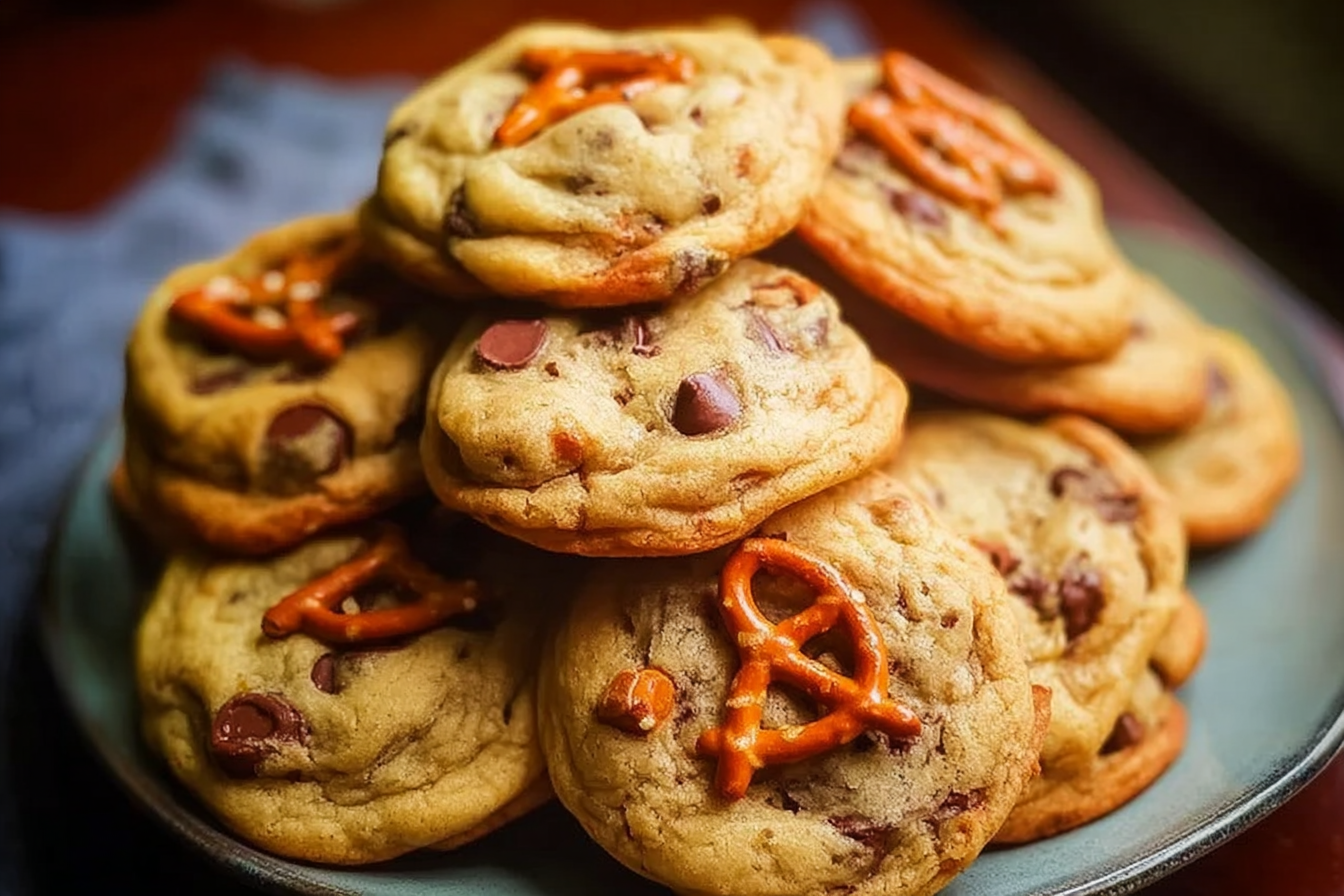 Chocolate Chip Caramel Pretzel Cookies