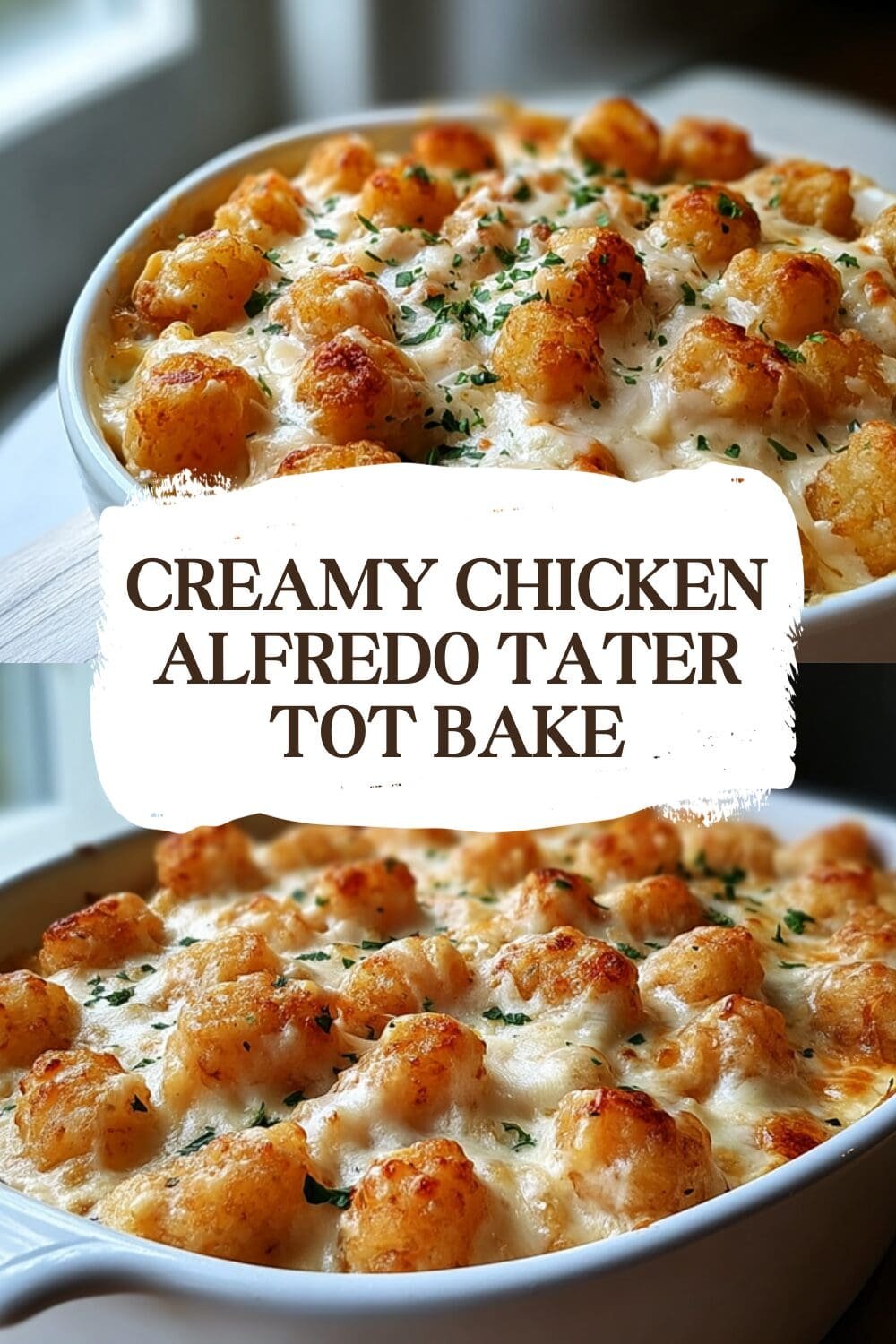 Creamy Chicken Alfredo Tater Tot Bake