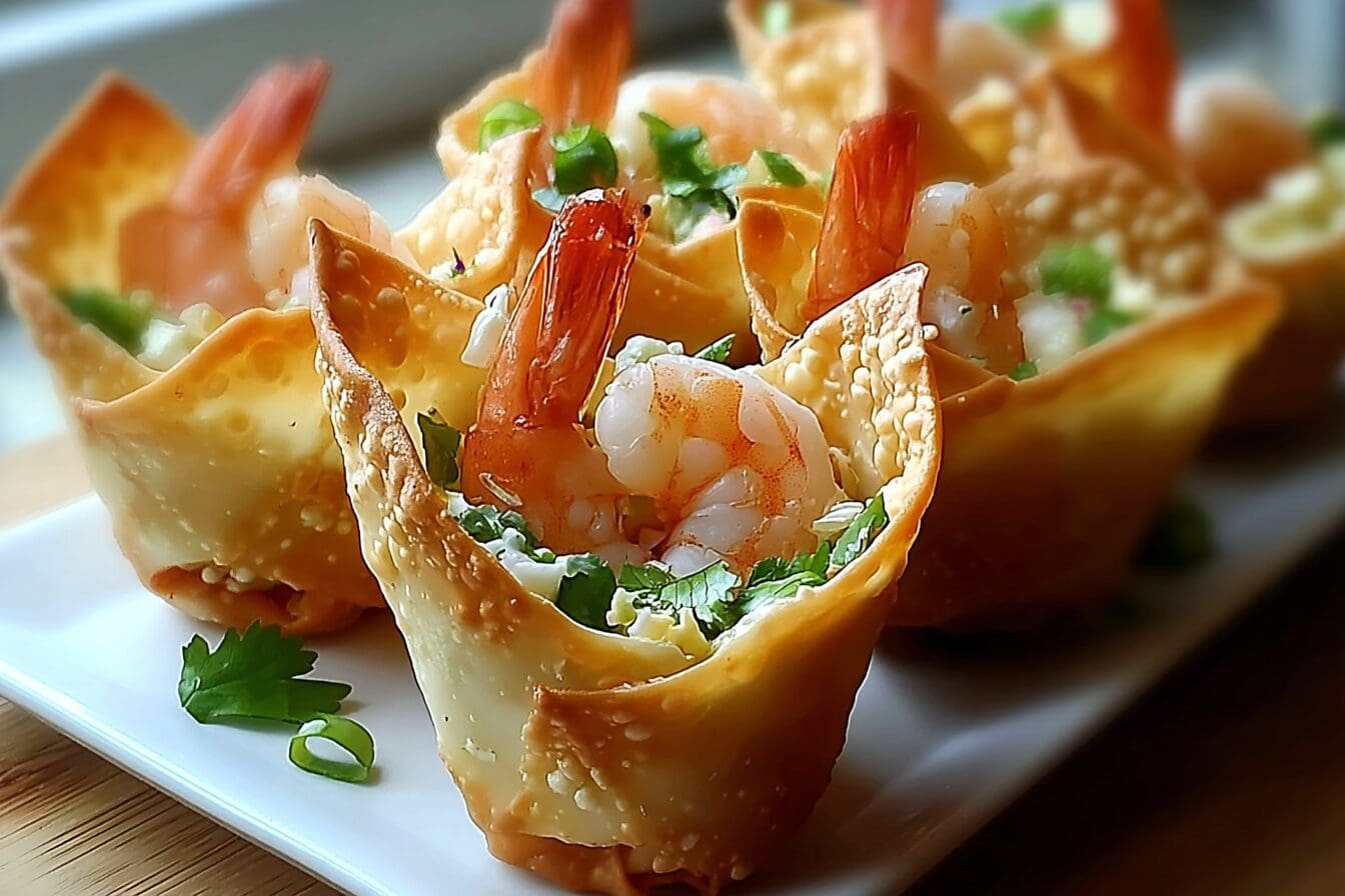 Crispy Shrimp Salad Wonton Cones