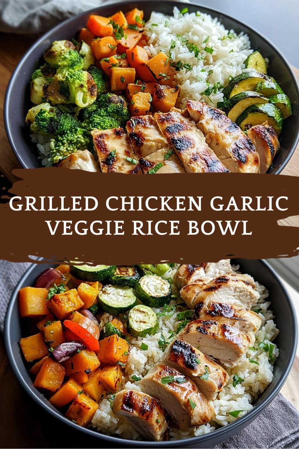 Grilled Chicken Garlic Veggie Rice Bowl