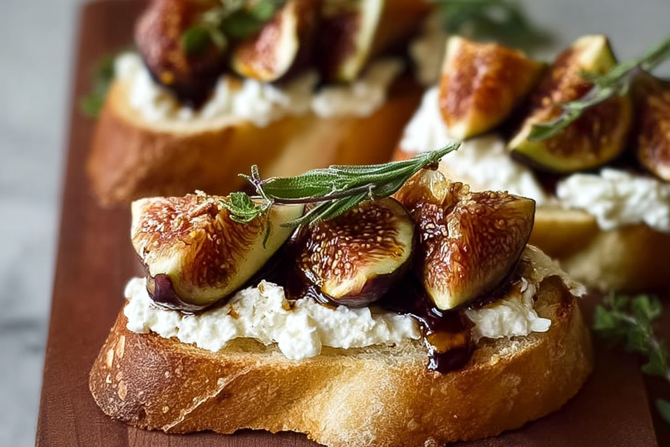 Honey Balsamic Fig Burrata Crostini