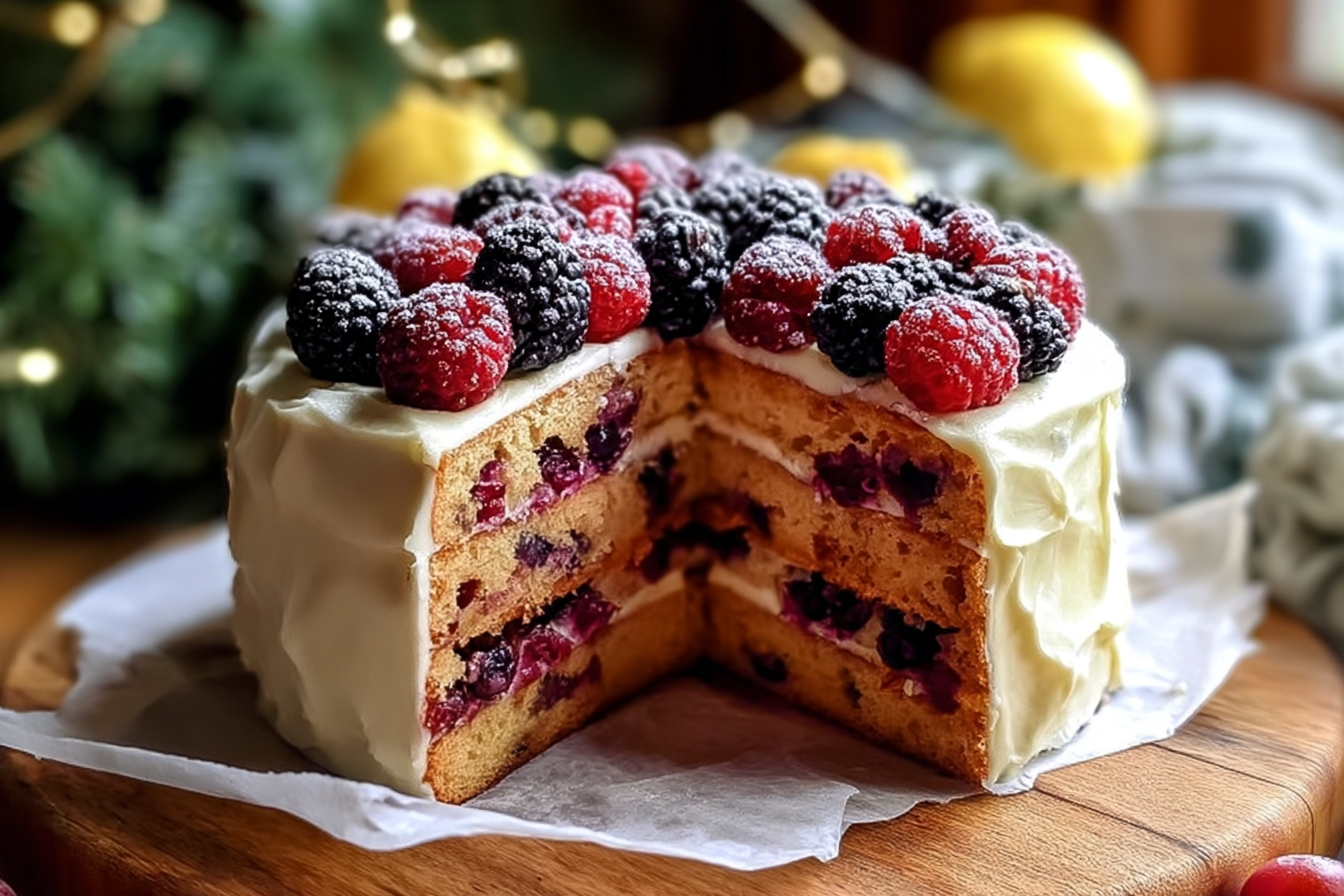 Lemon Berry Christmas Cake
