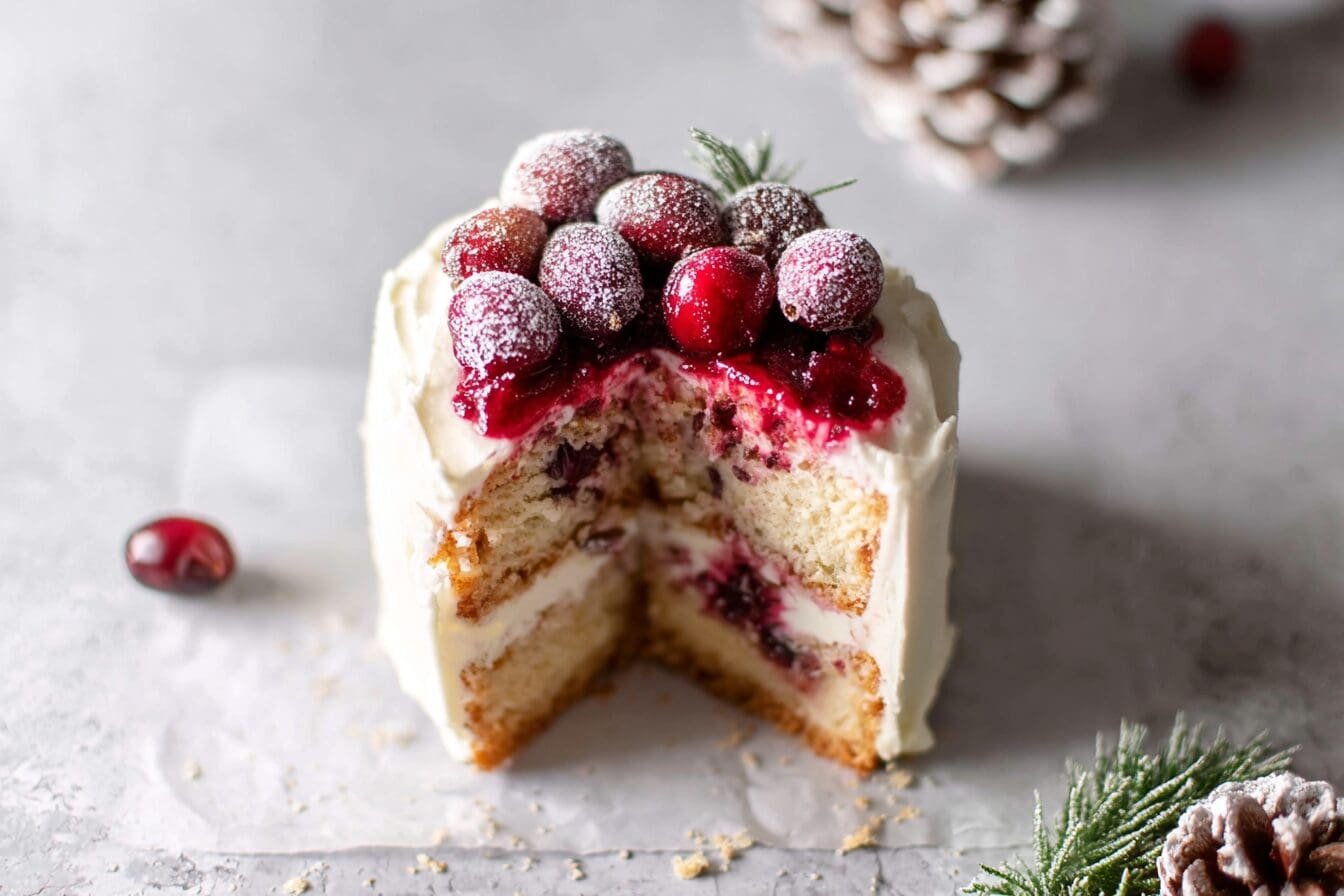 Mini Cranberry White Forest Cake
