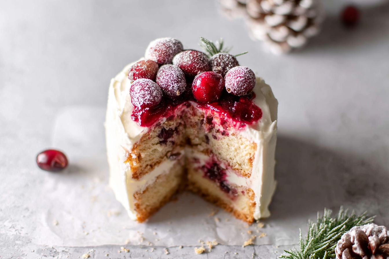 Mini Cranberry White Forest Cake