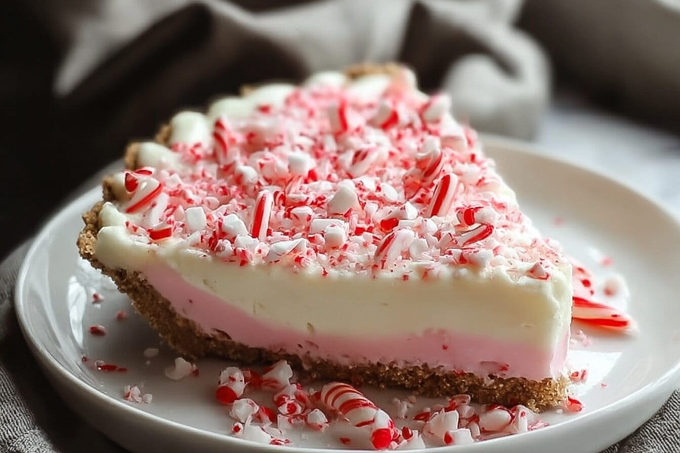 No Bake Candy Cane Pie