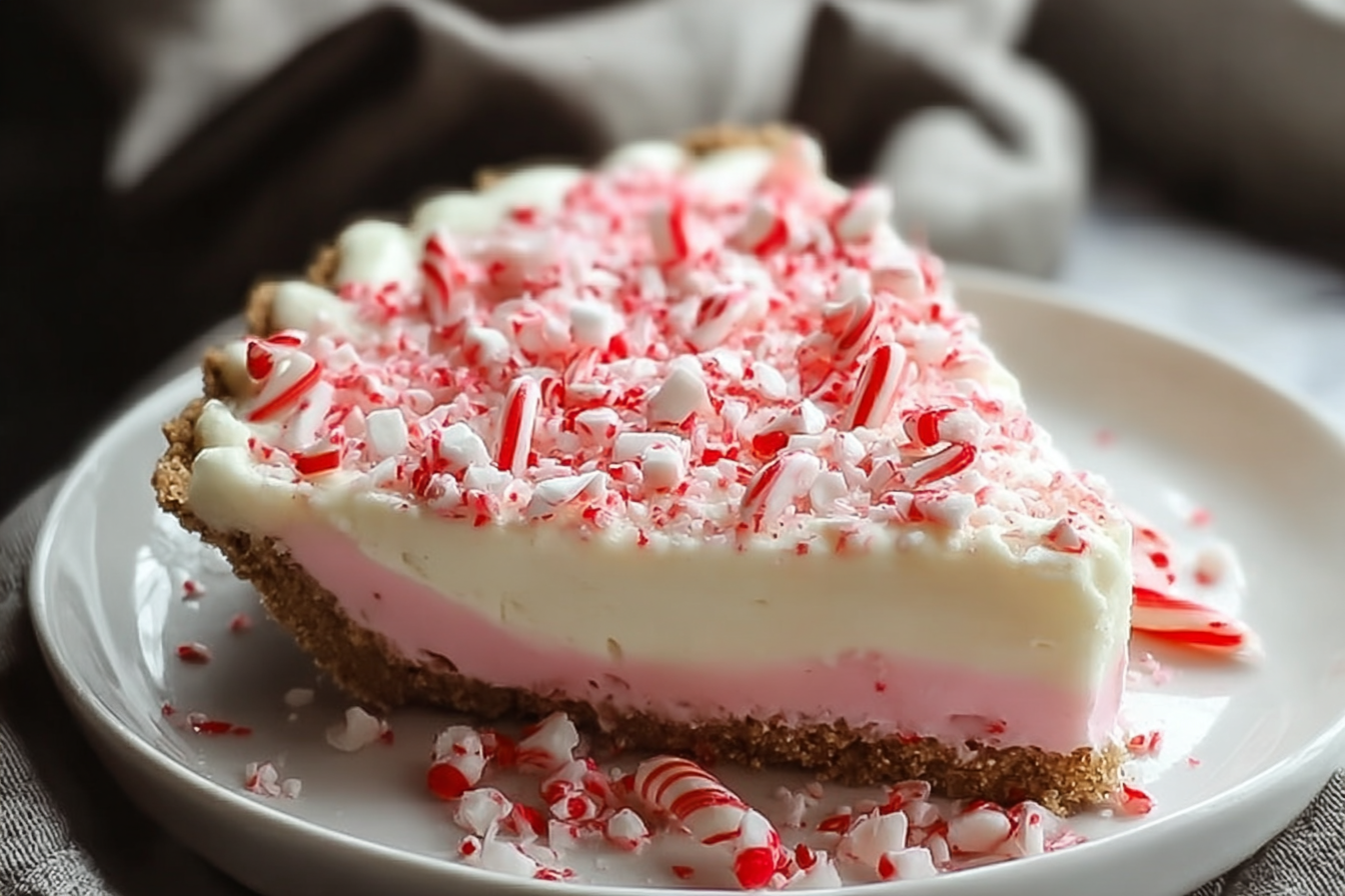 No Bake Candy Cane Pie