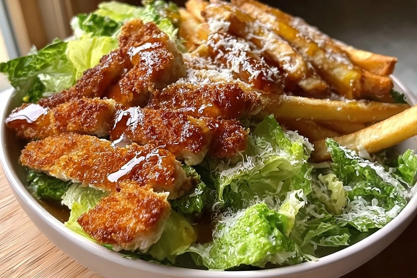 Hot Honey Crispy Chicken Caesar Salad Fries