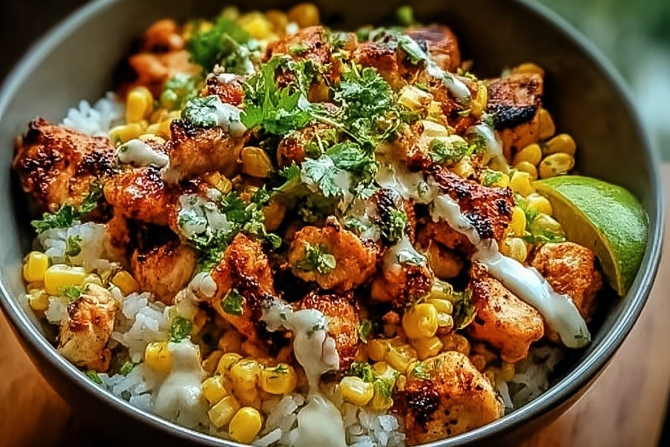 Street Corn Chicken Rice Bowl