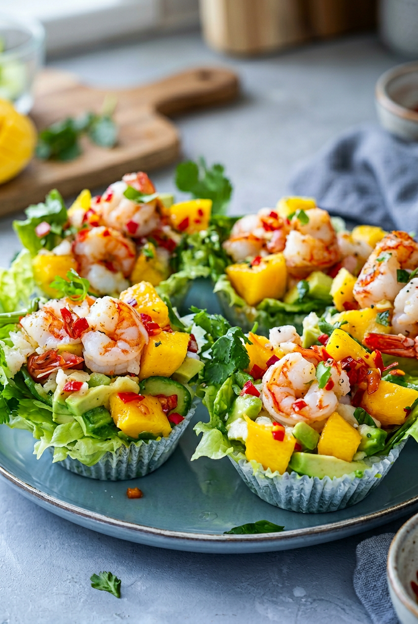 Avocado, Mango, And Chilli Prawn Cups
