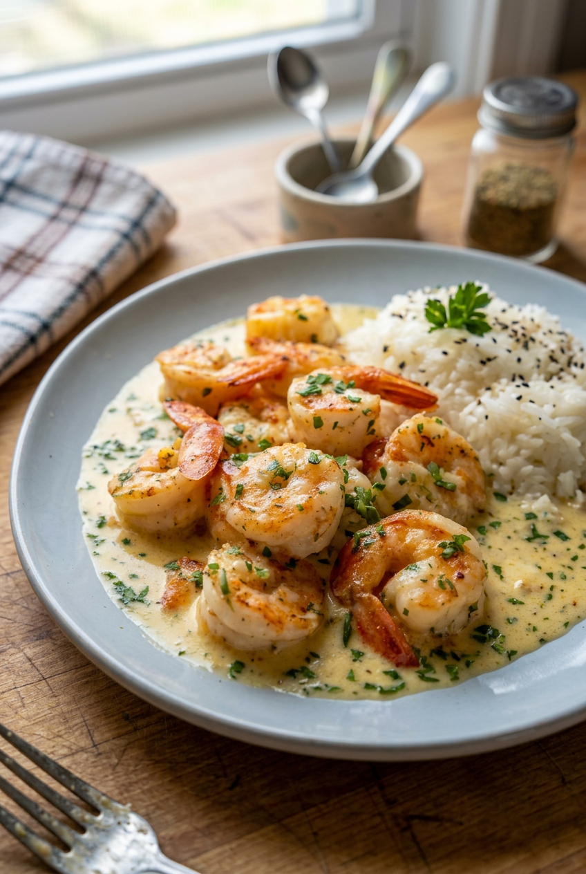 Creamy Garlic Prawns