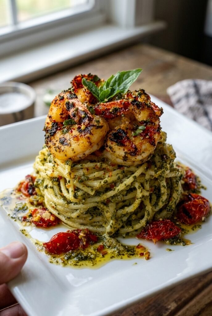 Pesto Pasta And Grilled Shrimp Stack 35.png