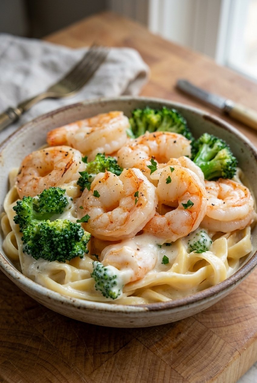 Shrimp Alfredo Pasta With Broccoli Recipe