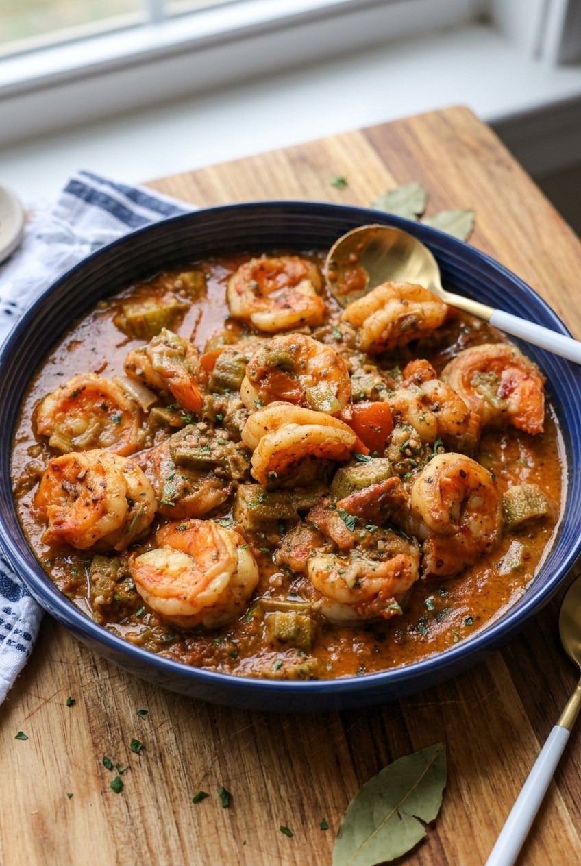 Smothered Okra With Shrimp